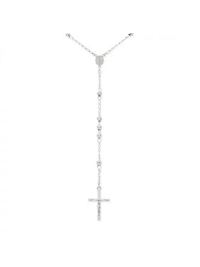 Rose and Yellow Rosary Pendant Necklace Charm Chain Solid 925 Sterling Silver White